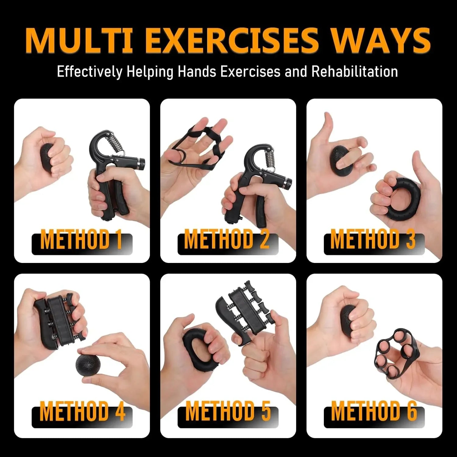Adjustable Hand Grip Strengthener with Counter, Finger Exerciser Stretcher, Forearm Workout Equipment, Grip Ring Stress Ball, Hand Rehabilitation Trainer, Hand Strength Training Kit