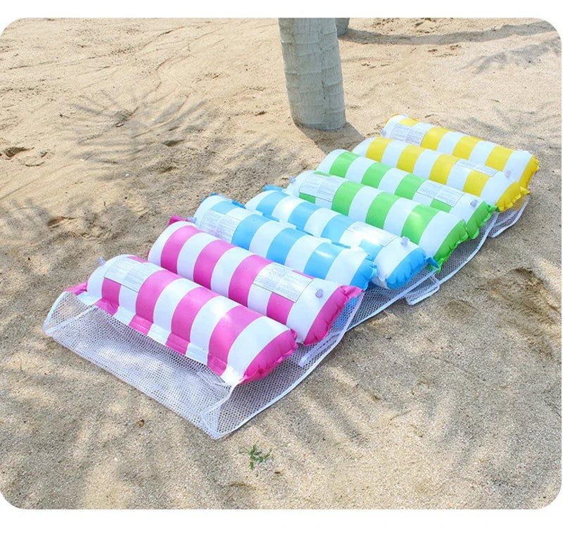 Summer Swim Inflatable Floating Water Mattresses Hammock Stripe Lounge Chairs Pool Water Sports Toys Floating Mat Pool Toys Kids