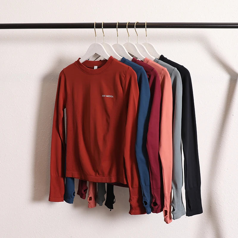 Women's Seamless Long Sleeve Fitness T-shirt Sports Elastic Yoga Gym Top Training Running Activewear Workout Shirt Pilates Tops Secondary image