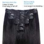 8Pcs Clip In Human Hair Extensions 100% Real Human Hair Clip in Natural Hair Extensions Straight Hair Pieces 14-26Inch Remy Hair