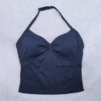 Adjustable Sports Strappy Top Women Backless Gym Top Built in Bra Yoga Clothing Sleeveless Shirts Workout Outfits Tank Top