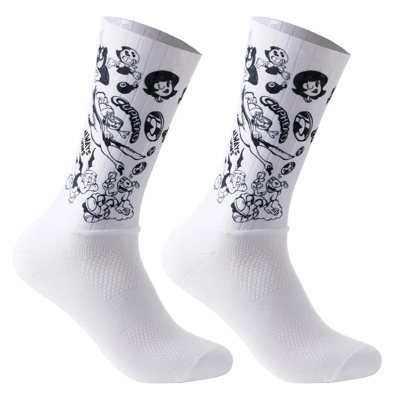 2026 BMAMBAS Anti Slip Silicone Summer Aero Socks Whiteline Cycling Socks Men Bicycle Sport Running Bike Socks Calcetines