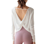 Ultrathin Women's Yoga Shirt Backless Gym Fitness Sportswear Sexy Beauty Back Tops Breathable Loose Running Workout T-shirt