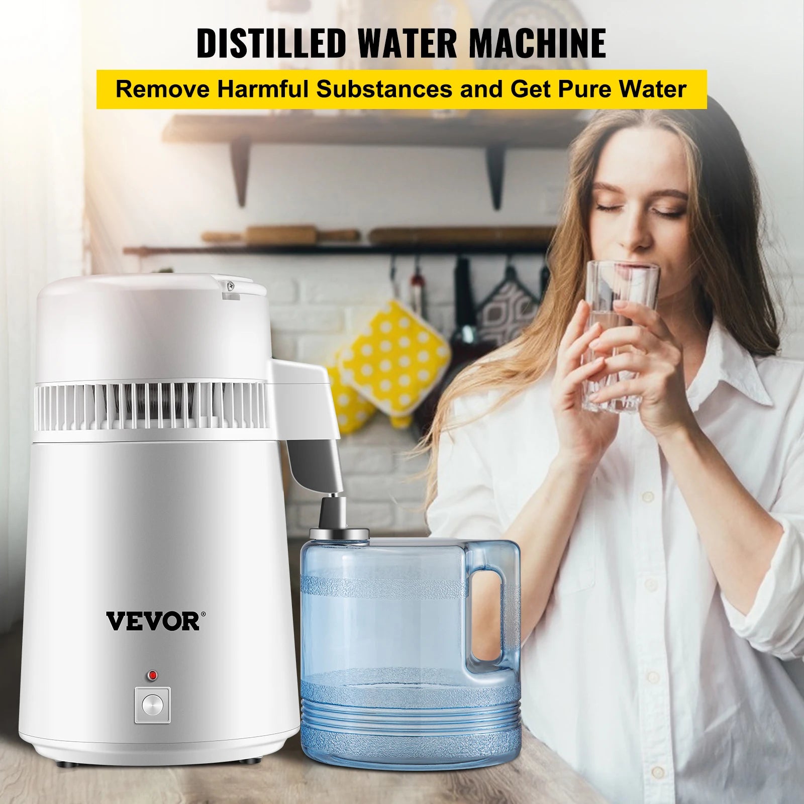 SucceBuy 4L Water Distiller Purifier Filter Dispenser Heating Drinking Bottle Softener 304 Stainless Steel Home Appliance Secondary image