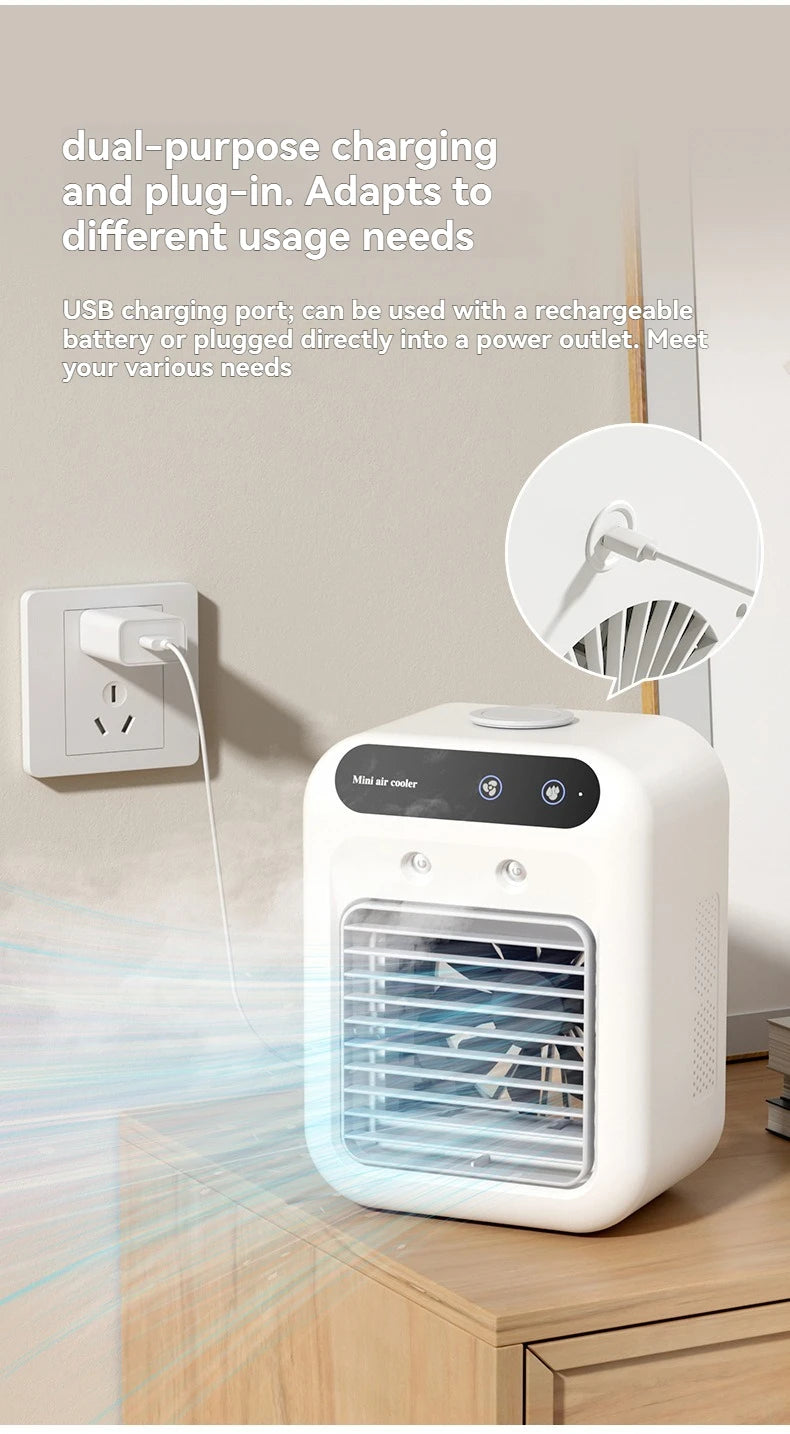 Wireless Air Conditioner Mini Portable Air Cooler Fan 500ml Ice Water Spray Humidifier For Home Air Conditioning Mist Fan USB