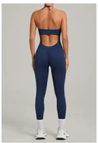 Women's Yoga Jumpsuits Sports Fitness One-piece Beauty Back Strap Pocket Hip-lifting Slim Fit Running Workout Training Bodysuits