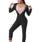 MrifDila Sauna Suit Jumpsuit Full Zip Up Sweatsuit Hot Sweating Jumpsuit Long Sleeve Romper Bottom Pants Sweating Bodysuit Shape