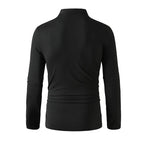 2025 New Men's Casual and Fashionable Solid Color Long Sleeved Stand Up Collar T-shirt Summer Versatile and Comfortable Top
