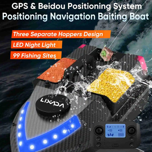 Modern GPS Fishing Bait Boat with 3 Bait Containers 12000mAh Wireless Bait Boat with Automatic Return Function Various styles