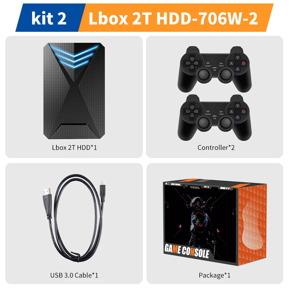 JMachen Hyper Base Lbox Retro Game Console for PS4/PS3/Switch/PS2/Wii/WiiU/PS1 Launchbox 2TB Gaming HDD with 4200+ PC/3D Games