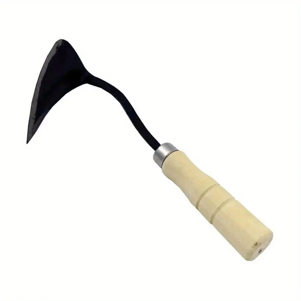1pc, Wooden Handle Crooked Hoe, Multifunctional Garden Digger, Metal & Wooden Garden Tool, Seedling Hoe for Home Gardening Main image