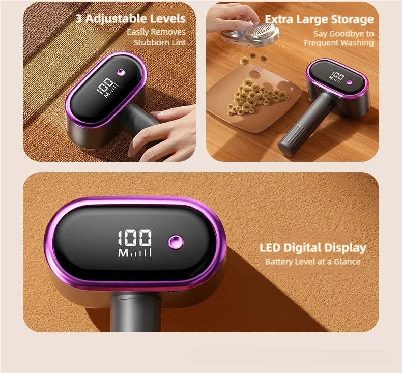 TINSOL Dual-Head Electric Lint Remover Digital Display Lint Remover Multi-Functional Clothing Sweater Lint Remover