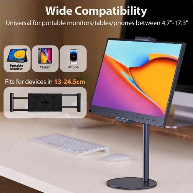 Cdisplay Portable Monitor Stand Adjustable Height Desktop Monitor Bracket for 4.7-17.3 inch Phone Tablet Monitor Support Holder