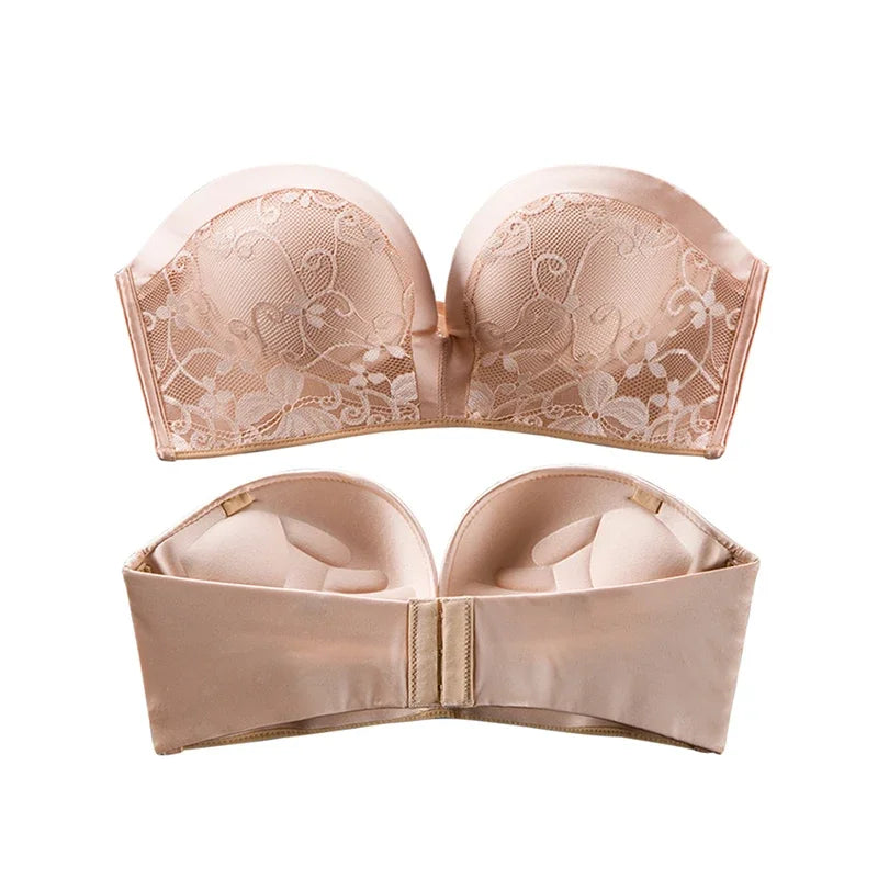 2024 New Sexy Lingerie Set for Women Strapless Push Up Bra Seamless Invisible Underwear Backless Wedding Dress LaceNo Show Panti Main image
