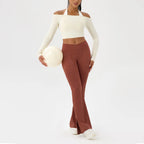Yoga long-sleeved T-shirt women's one-shoulder sexy tight fitness wear top nude feel quick-drying sports sleeved Yoga Shirts