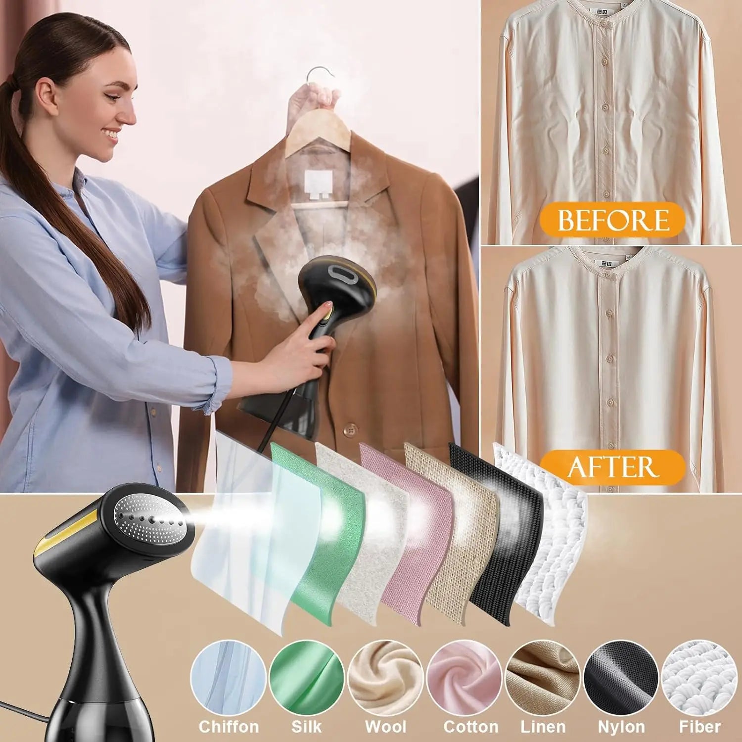 Handheld Garment Steamer 1300W Electric Household Fabric Steam Iron 220V Portable Vertical Fast-Heat for Clothes Ironing 350ml Secondary image