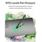 VINSA T1161 Graphics Drawing Tablet Ultra-thin Art Creation Sketch with Battery-free Stylus 8 Pen Nibs 8192 Levels Pressure