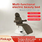 Multifunctional beauty salon equipment brown polyurethane leather 3 motor reclining electric massage face wash bed