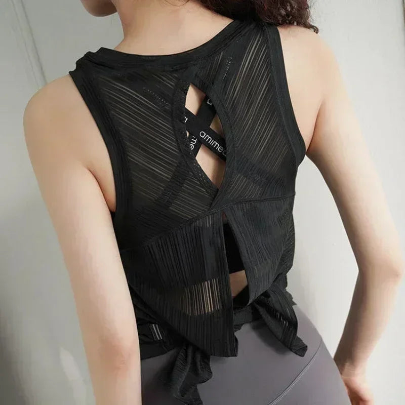 Sexy Sleeveless Backless Sports T-Shirt Women's Gym Tank Top Loose Sportswear Breathable Workout Tank Top Fitness Yoga Dance Secondary image