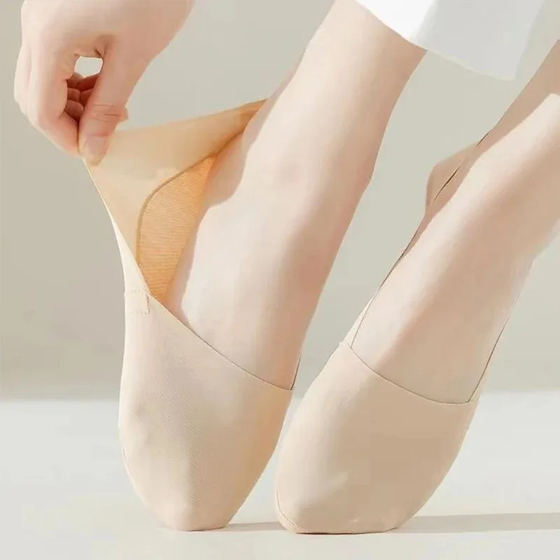 5Pairs Women Socks Breathable Invisible Silicone Non-slip Solid Color Boat Sock Comfortable High Quality No-Show Sox Ultra-thin
