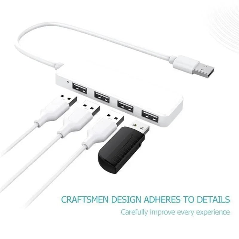 USB 2.0 Ultra-thin USB 2.0 Multi-USB 4 Port Splitter Hub Adapter Dock Expander PC Laptop Computer Accessories