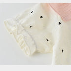 Baby Girls Summer Cute Heart Print Romper Ruffle Collar Infant Onesies Cotton 0-24M Newborn Comfort Jumpsuit Outfit