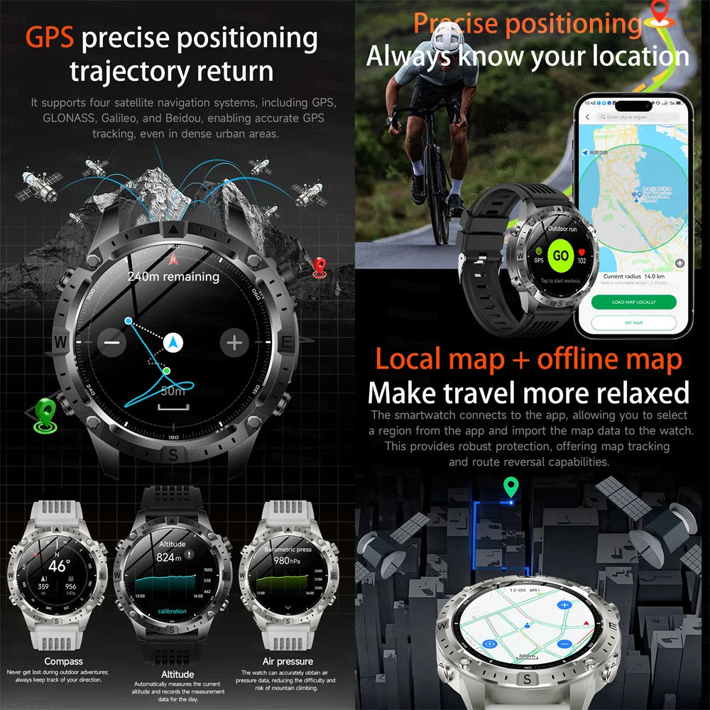 Smart Watch for Men GPS Offline Maps 2G ROM 10ATM Waterproof Heart Rate Diving Skiing Hiking Rugged Durable Smartwatch Men Women Secondary image