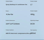 Mini USB Desk Fan Portable Quiet Cool Air Conditioner for Bedroom Home Use with Humidifying Spray Function Tabletop Fan