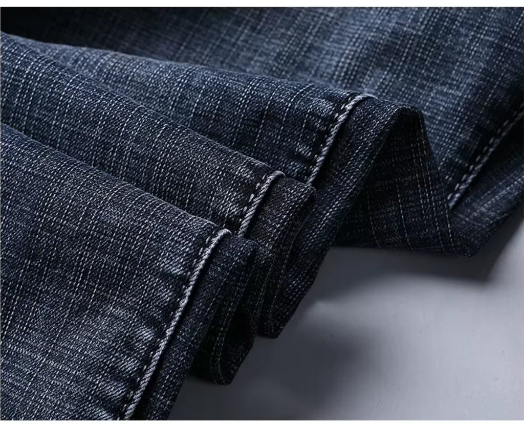 Wthinlee New Business Men's Jeans Casual Straight Stretch Fashion Classic Blue Black Work Denim Pant Trousers Male  Clothing