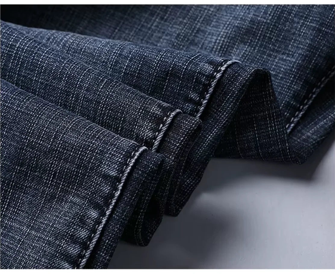 Wthinlee New Business Men's Jeans Casual Straight Stretch Fashion Classic Blue Black Work Denim Pant Trousers Male  Clothing