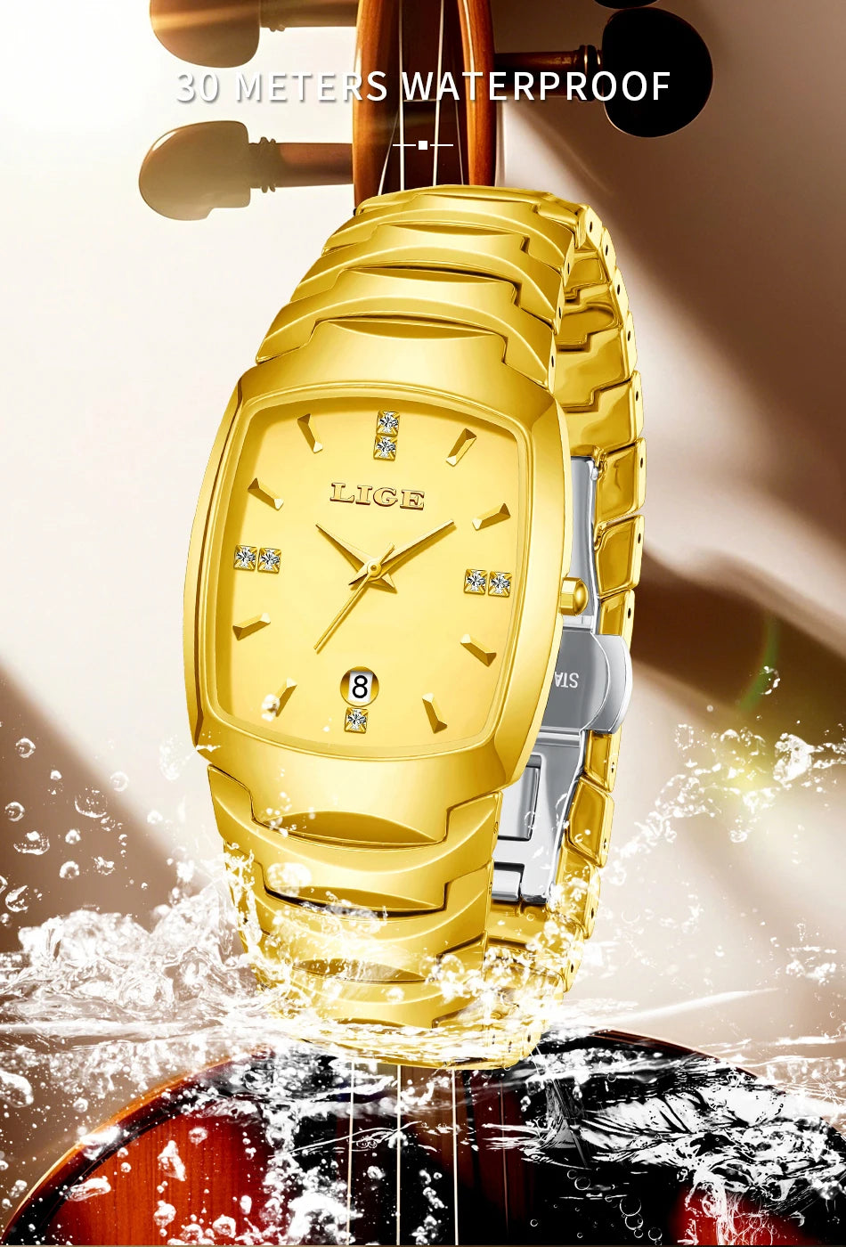 LIGE Fashion Luxury Woman Watch Simple Elegant Stainless Steel Casual Quartz Watches for Women Calendar Ladies Romantic Gift New