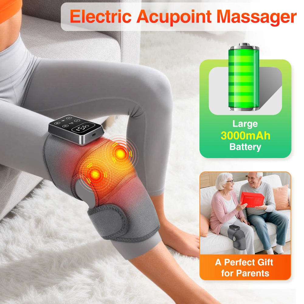 3 Vibrations 5 Levels Hot Compress Shoulder Elbow Massage Knee Support Brace, Electric Heating Knee Protection Belt