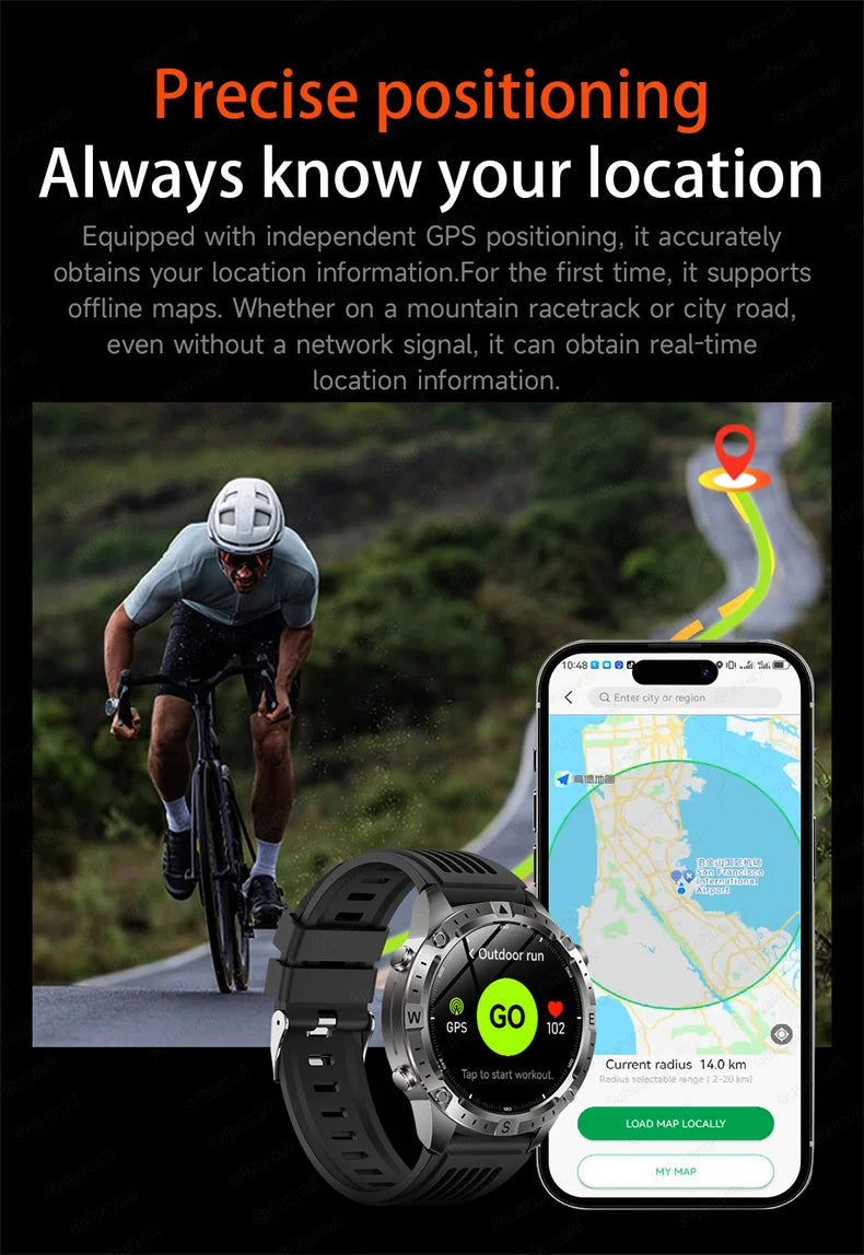 2026New Military T-Rex3 GPS Map Navigation Smart Watch 2GB RAM 1.43-inch AMOLED Screen 30M Waterproof Call Sports Smartwatch Men