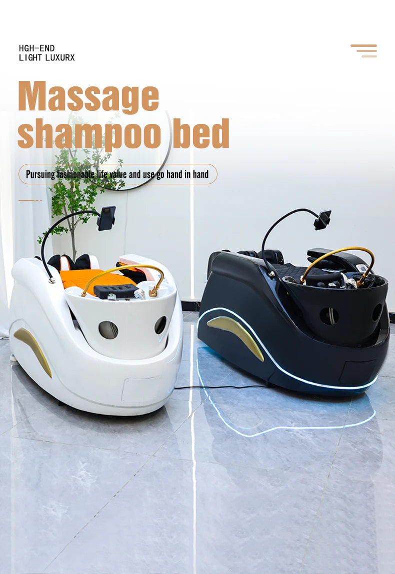 Electric adjustable hair spa chair head washing station shampoo massage bed for salon shop
