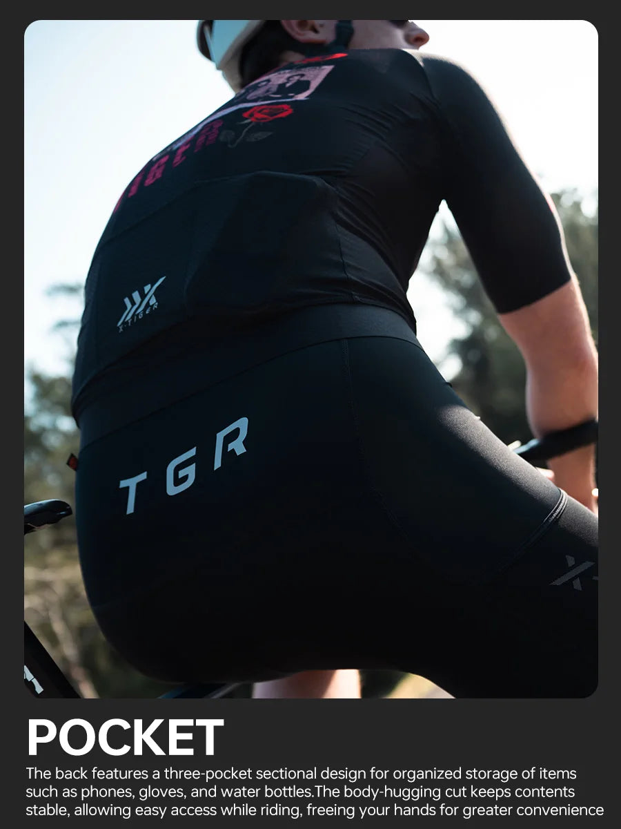 X-TIGER GALE SERIES Men's Cycling Jersey Short Sleeve Slim Fit Rock Punk Style Breathable Maillot for Mountain Road Bike