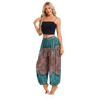 Women's Boho Wide Leg Harem Pants Adult High Waist Yoga Loose Lantern Pants Breathable Beach Trousers Vacation Printed Jagger