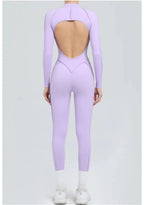 Women's Yoga Jumpsuit Hip Lift Sports Fitness Removable Padding Backless Zipper Leggings One-Piece Running Workout Gym Jumpsuit