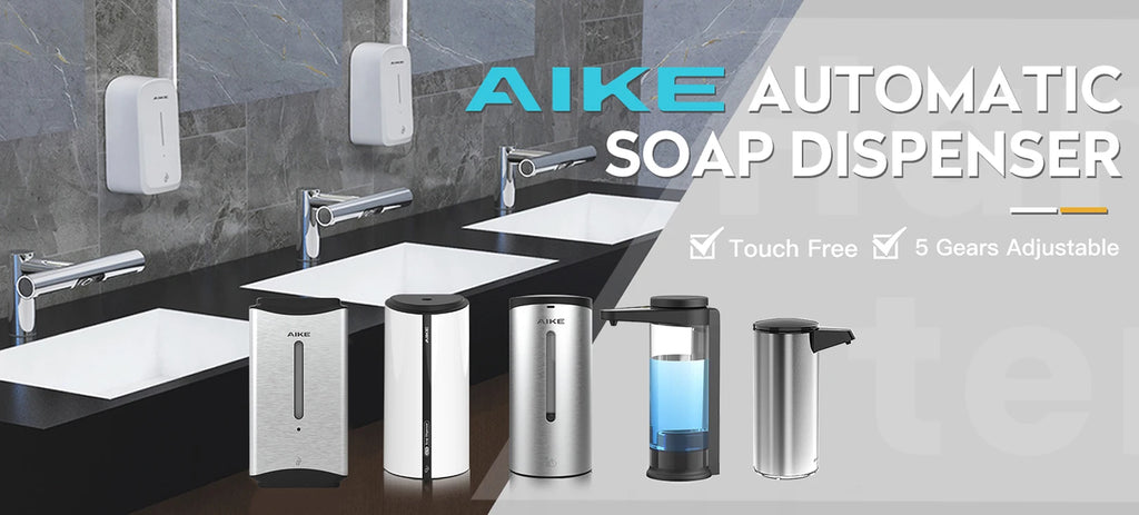 AIKE Air Tank Heavy Duty Automatic Hand Dryer HEPA Filter UL Approved 1450W Brushed Stainless Steel Finish Hand Drying Machine