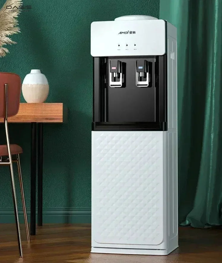 AMOI New - model Household Vertical Automatic Barreled Water Dispenser with Refrigeration and Heating for Office Drinks. Main image