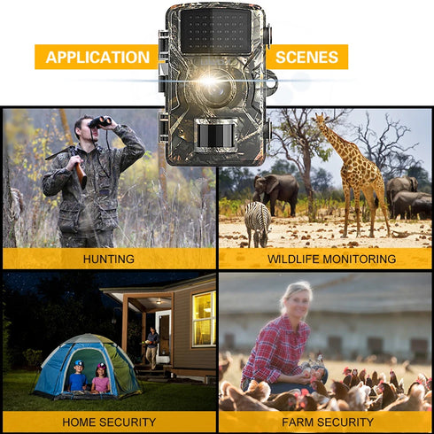 16MP 1080P Wildlife Hunting Trail and Game Camera Motion Activated Security Camera IP66 Waterproof Outdoor Infrared Night Vision