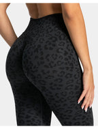 High Waist Leopard Print Yoga Pants, Butt Lifting Tummy Control Leggings 