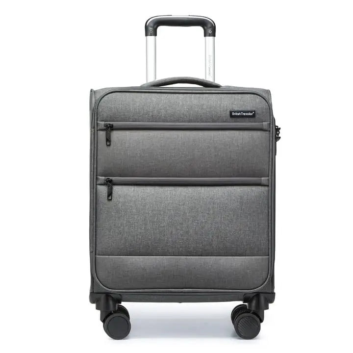 British Traveller Cargo Case 53.5x40x21cm Lightweight hand luggage 4 Rolls TSA Lock Soft Luggage fabric