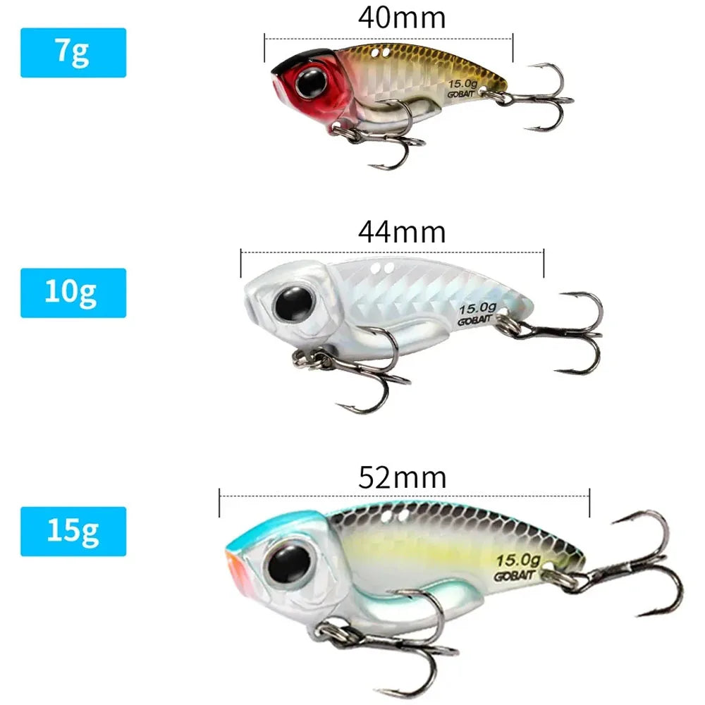 Metal Jig VIB Lure 7g 10g 15g Spoon Spinner Laser Painting Fishing Tackle Treble Hooks Swimbait Pesca Bait Spinnerbait VIBRATION