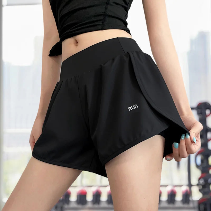Women Leisure Sports Anti-exposure Fake Two-piece Slimming Sports Gym Nude Yoga Breathable Shorts Main image