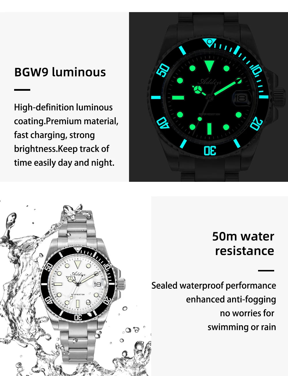 ADDIES Luxury Women's Watches Elegant Classic 36mm Business Ladies Watch BGW9 Luminous Waterproof Steel Quartz Woman Watches