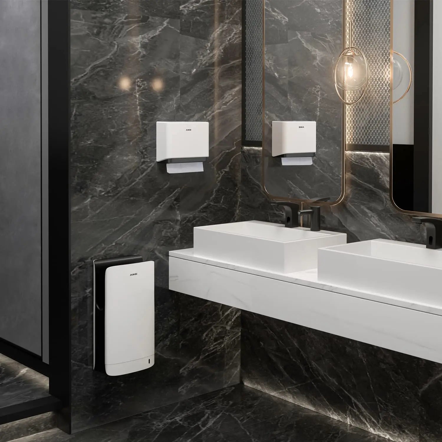 AIKE New Vertical Hand Dryer Slim, HEPA Filtered Jet Hand Dryer for Bathroom,110-220V,Model AK2065