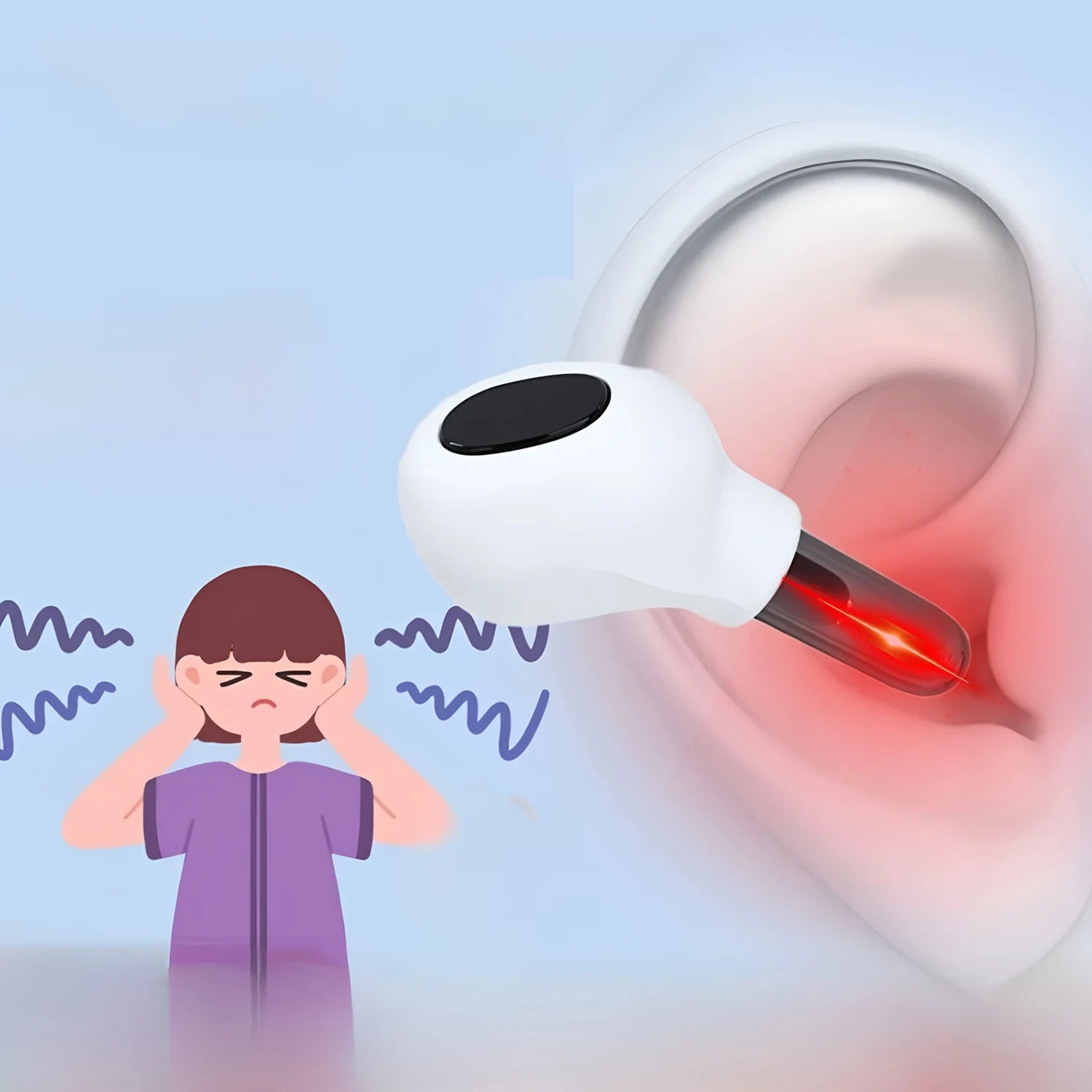 1Pcs Painless 650nm Red Light Otology Laser Therapy Device - Ear Care Instrument for Tinnitus, Otitis Media & Deafness Main image