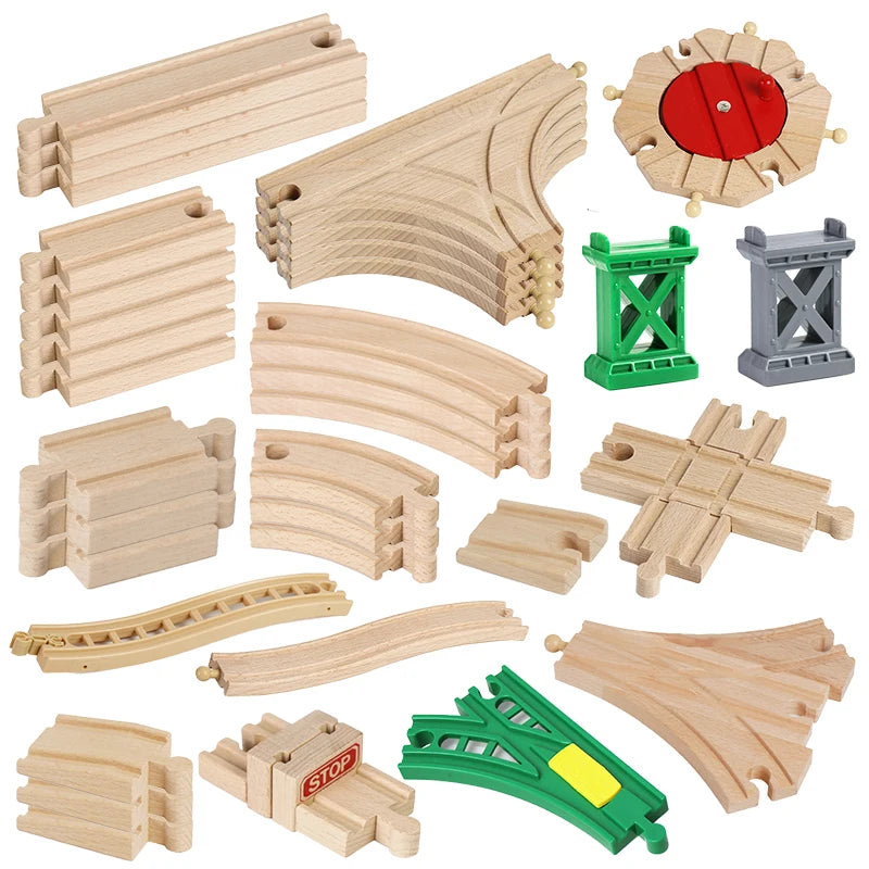 Wooden Train Track Toys Railway Rails Accessories Fit Thomas Train Road Connector Wood Railway Bridge Children Birthday Gifts Main image