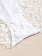 1 Set Elegant Lace Embroidery & Breathable Fabric Lingerie Set: Push-Up Bra, Drop Waist Sheer Panty - Ultimate Valentine's Day