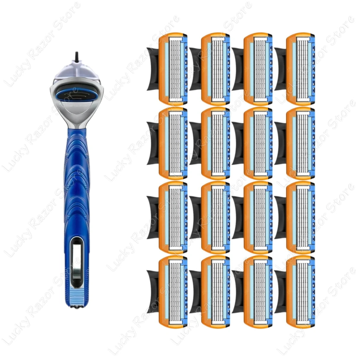 Fusion series Stainless steel manual shaver, 5-layer razor blade reusable, retro wet scratch resistant hair removal blade
